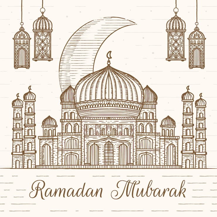 Ücretsiz Vektör ramazan mübarek el çizimi