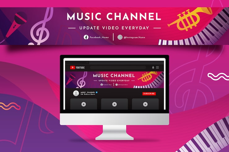 Ücretsiz Vektör yaratıcı youtube kanalı banner'ı