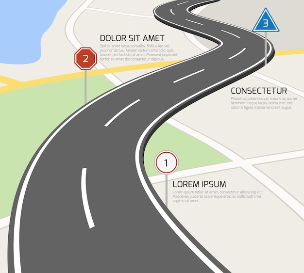 Ücretsiz Vektör yol infografiği