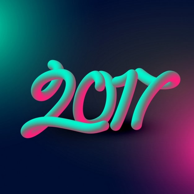 Vecteur gratuit 2017 nouvelle année modèle 3d conception de texte avec effet de lumière