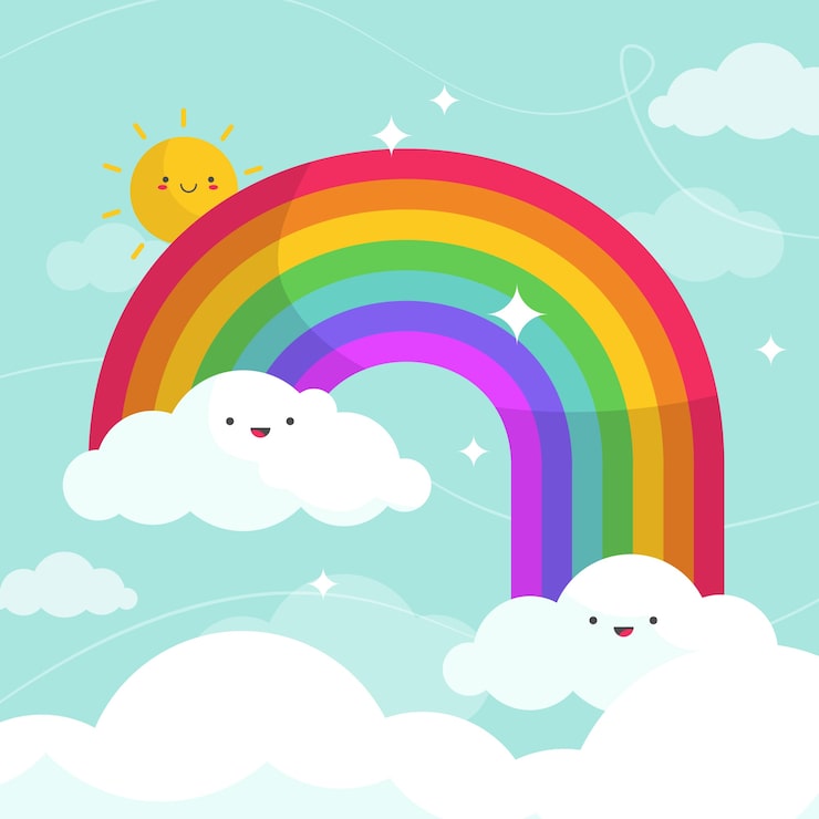 Vecteur gratuit arc-en-ciel avec nuages