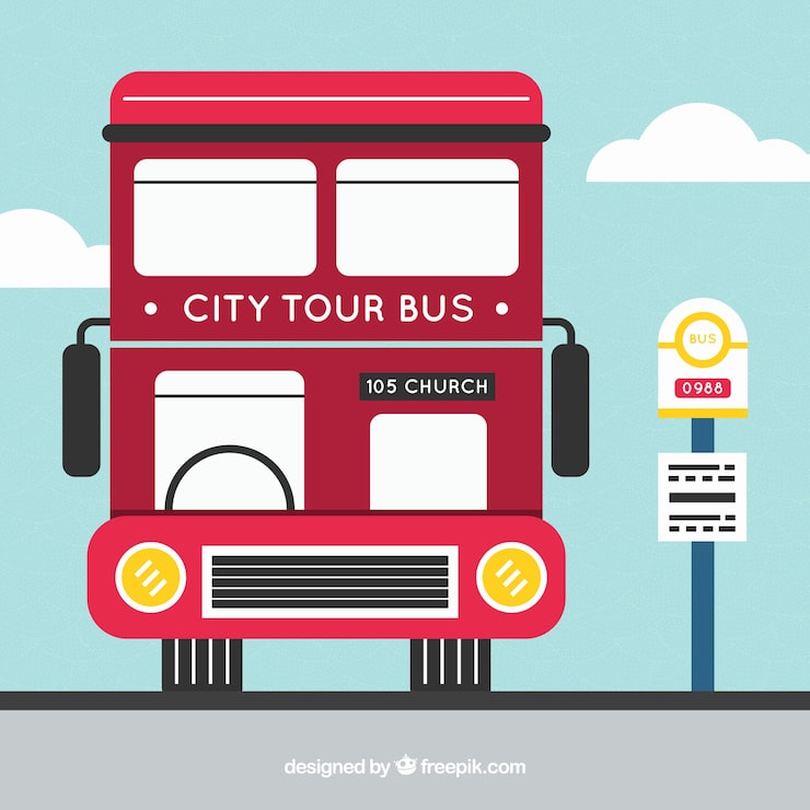 Vecteur gratuit arrêt de bus et de bus urbain avec un design plat