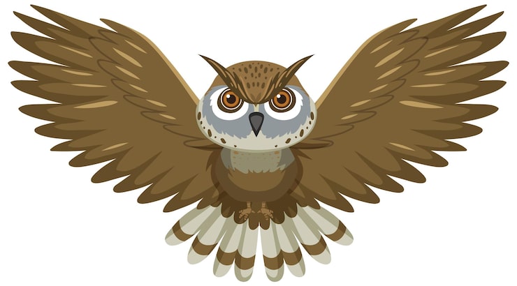Vecteur gratuit avant de hibou volant en style cartoon