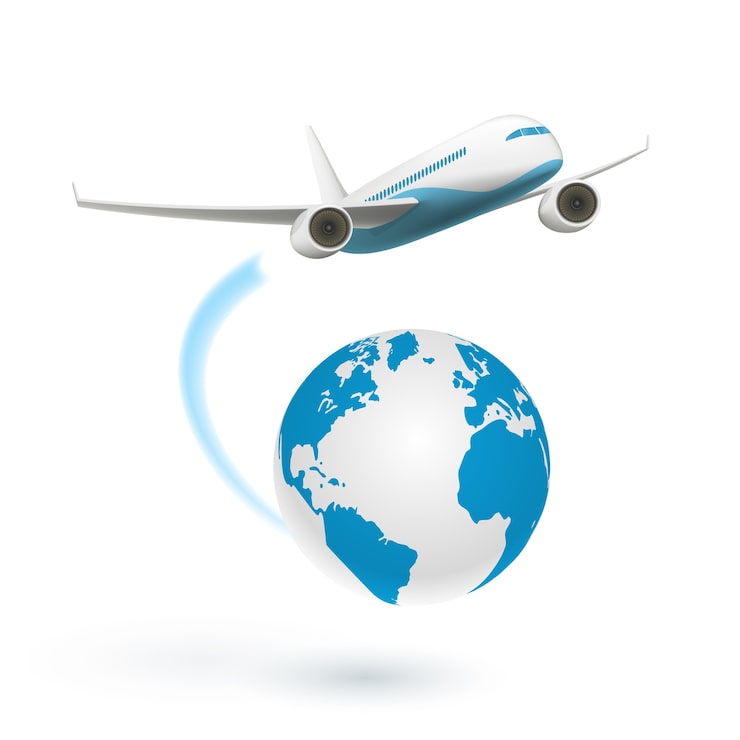 Vecteur gratuit avion volant dans le monde entier