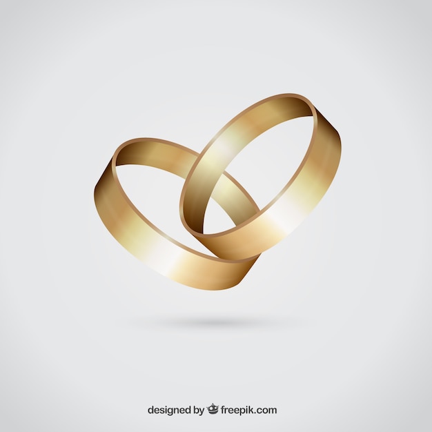 Vecteur gratuit des bagues de mariage en or.