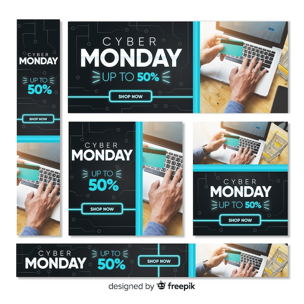Vecteur gratuit bannière web cyber lundi
