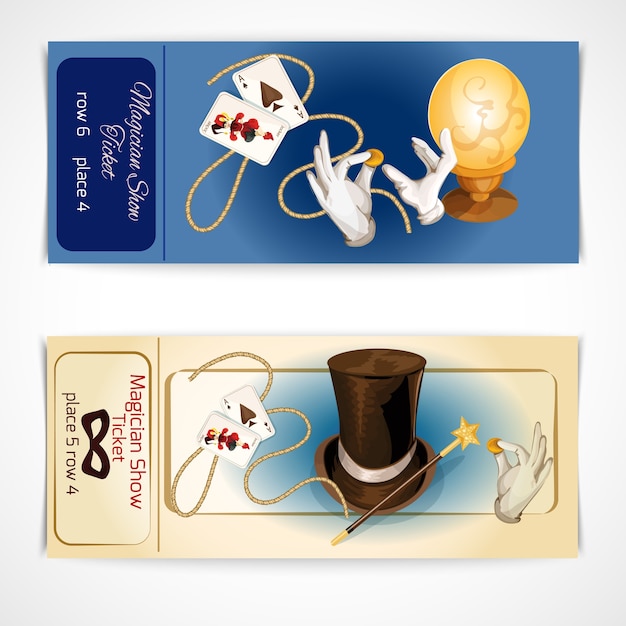 Vecteur gratuit billets de spectacle de magicien
