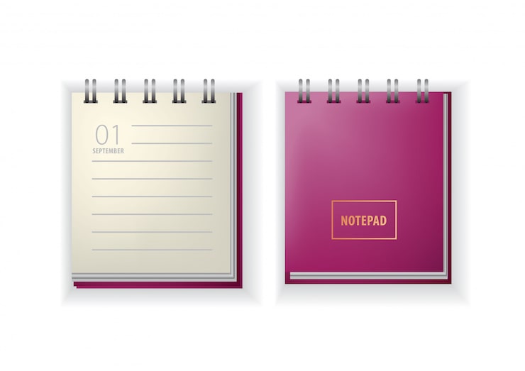 Vecteur gratuit bloc-notes. calendrier, septembre, le premier, retour aux études.