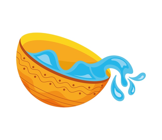 Vecteur gratuit bol songkran avec de l'eau