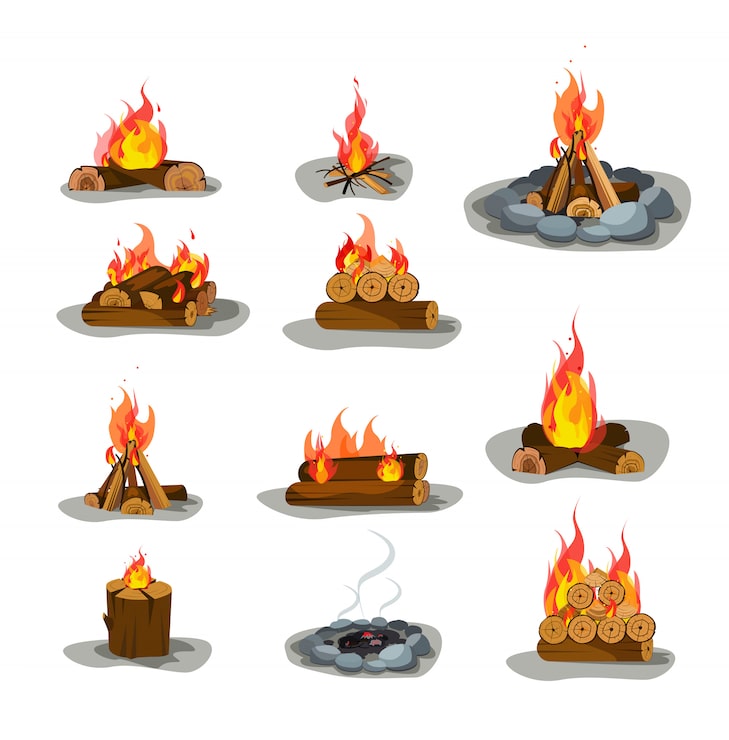 Vecteur gratuit bonfire s set