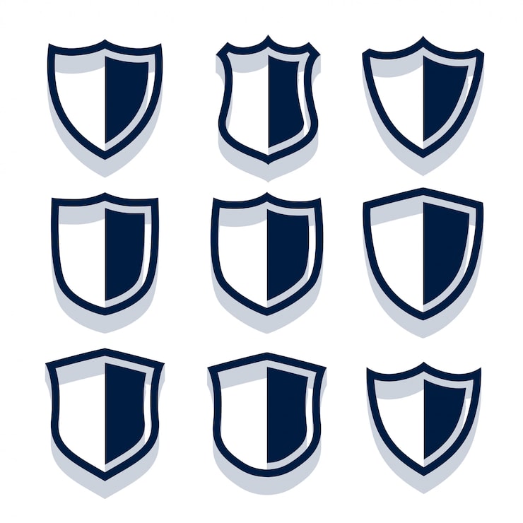 Vecteur gratuit bouclier de sécurité et badges