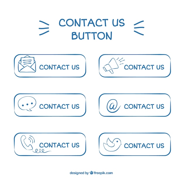 Vecteur gratuit bouton de contact pack hand-drawn