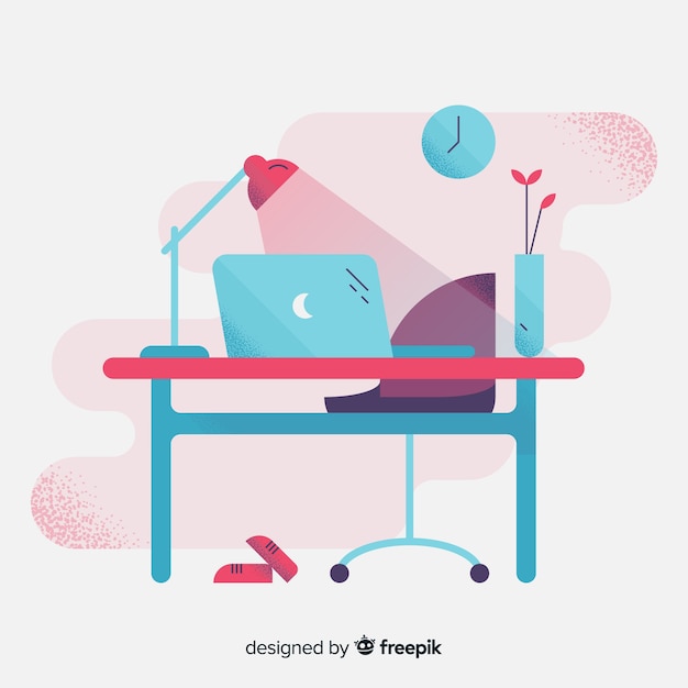 Vecteur gratuit bureau moderne avec design plat