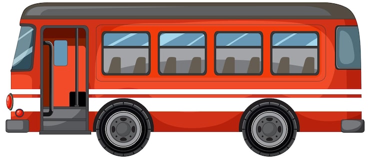 Vecteur gratuit bus urbain rouge, vue latérale, illustration vectorielle.