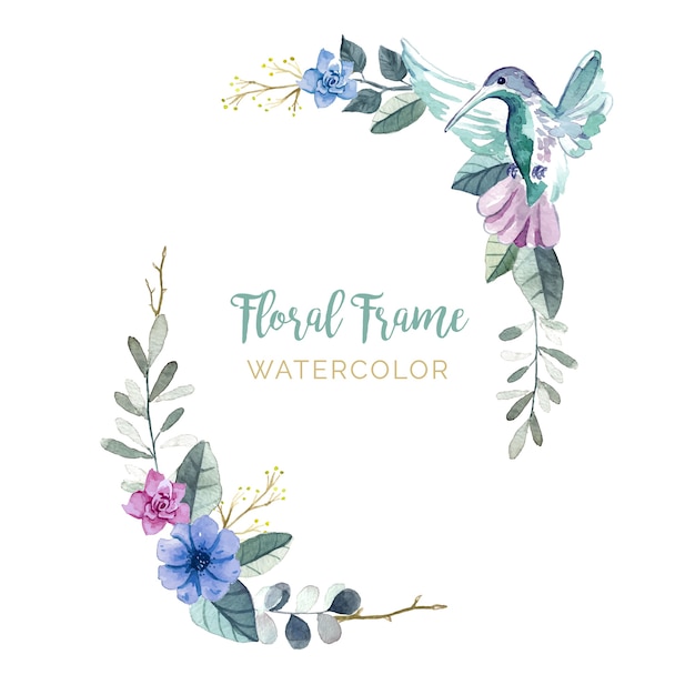 Vecteur gratuit cadre floral avec des oiseaux