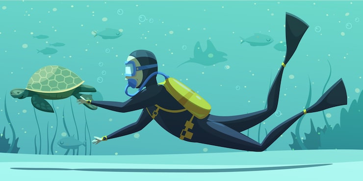 Vecteur gratuit caricature de plongée sous-marine