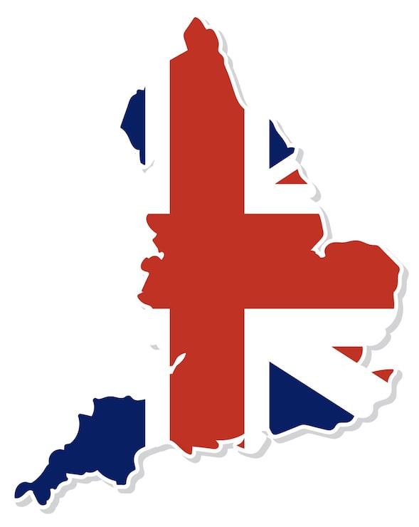 Vecteur gratuit carte d'angleterre avec motif union jack