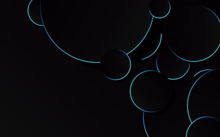 Vecteur gratuit cercle bleu abstrait sur la technologie de fond noir