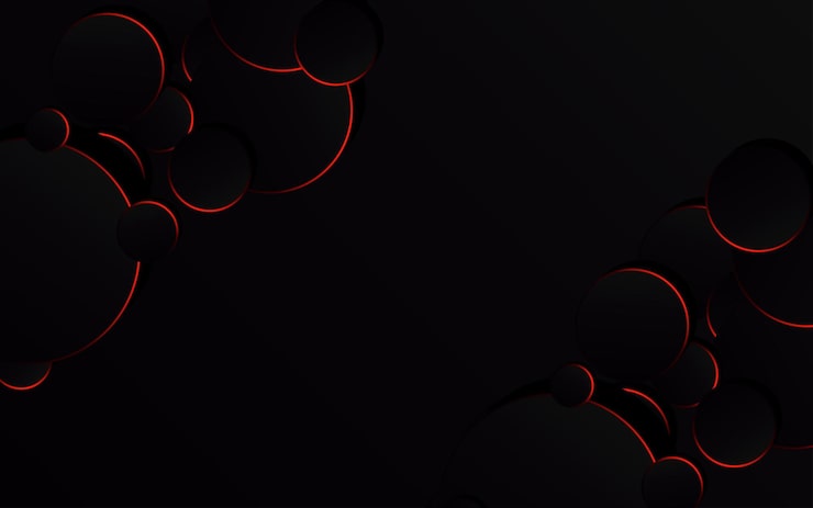 Vecteur gratuit cercle rouge abstrait sur la technologie de fond noir