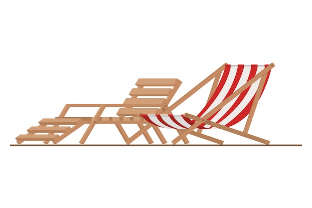 Vecteur gratuit chaise de plage pour bronzer sur blanc