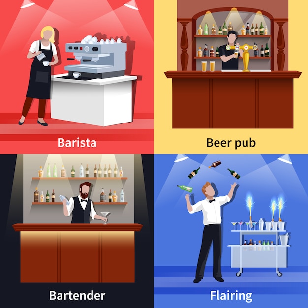 Vecteur gratuit cocktail people icon set