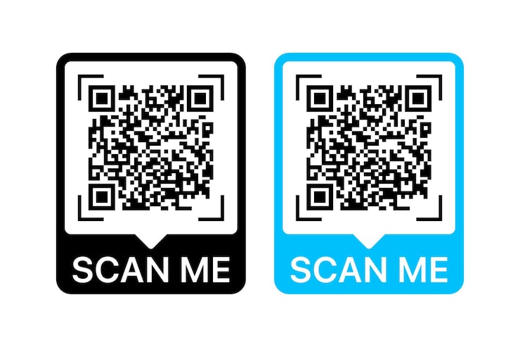Vecteur gratuit le code qr me scanne en noir et bleu