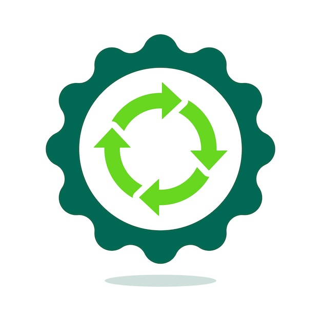 Vecteur gratuit cog avec signe de recyclage