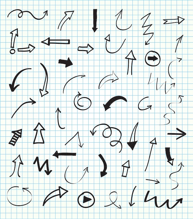 Vecteur gratuit la collecte des flèches dessinés à la main