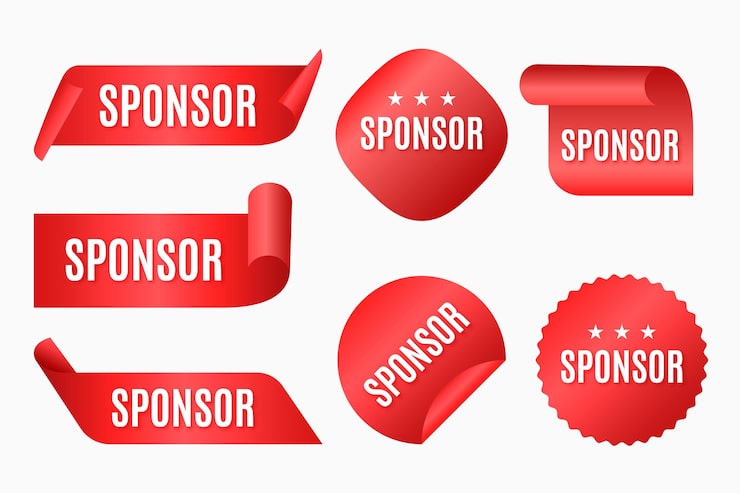 Vecteur gratuit collection d'autocollants de sponsor rouges