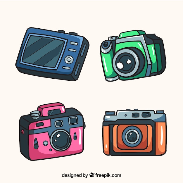 Vecteur gratuit collection de caméras multicolores
