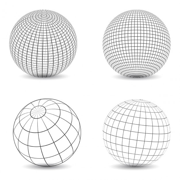 Vecteur gratuit collection de différents modèles de globes wireframe
