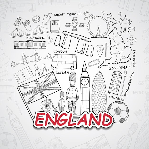 Vecteur gratuit collection d'éléments en angleterre