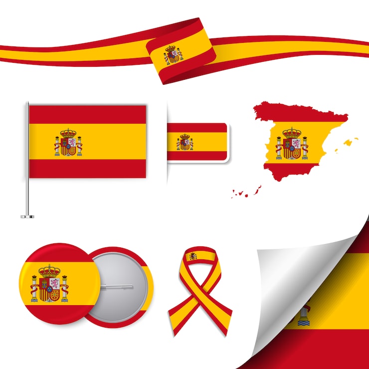 Vecteur gratuit collection d'éléments de papeterie avec le design du drapeau de l'espagne