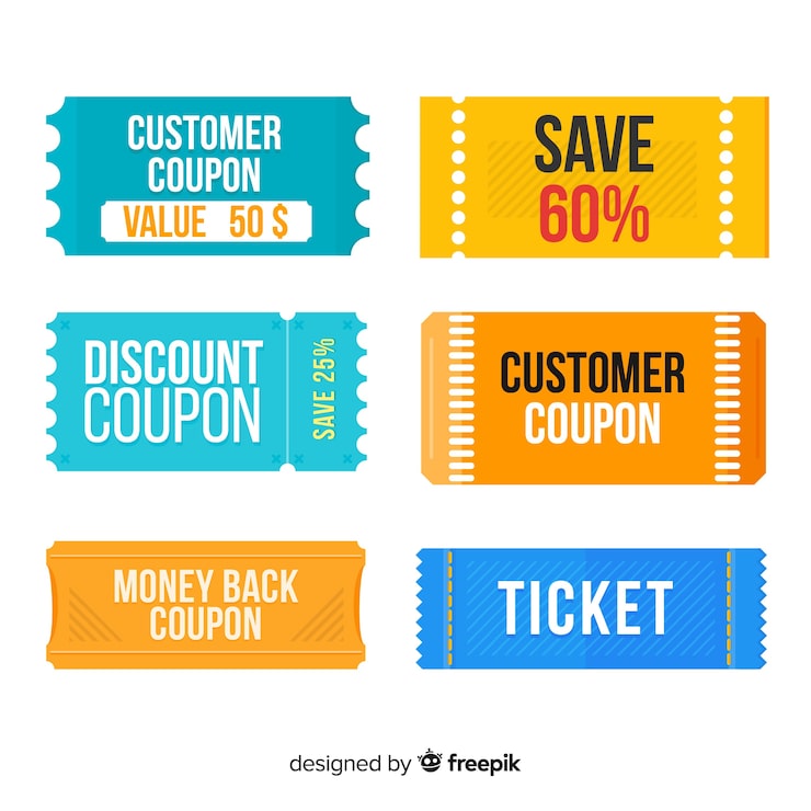 Vecteur gratuit collection d'étiquettes de vente de coupon moderne avec un design plat
