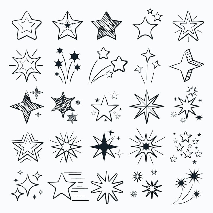 Vecteur gratuit collection d'étoiles étincelantes dessinées à la main