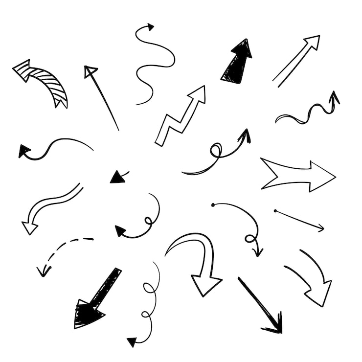 Vecteur gratuit collection d'illustration flèche dessinés à la main