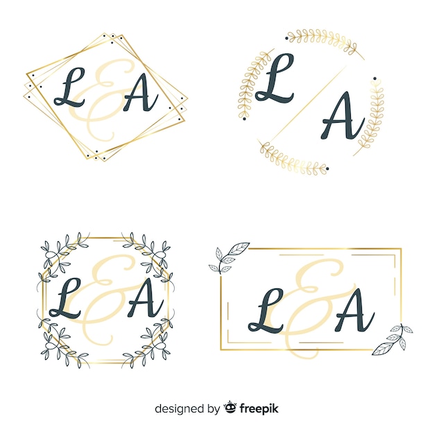 Vecteur gratuit collection de logos de monogramme de mariage
