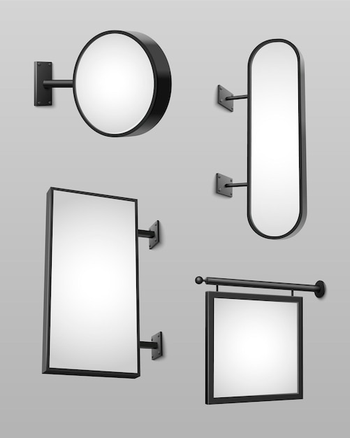 Vecteur gratuit collection de maquettes de signalisation avec des cadres noirs modernes