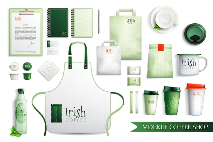 Vecteur gratuit collection merch café irlandais