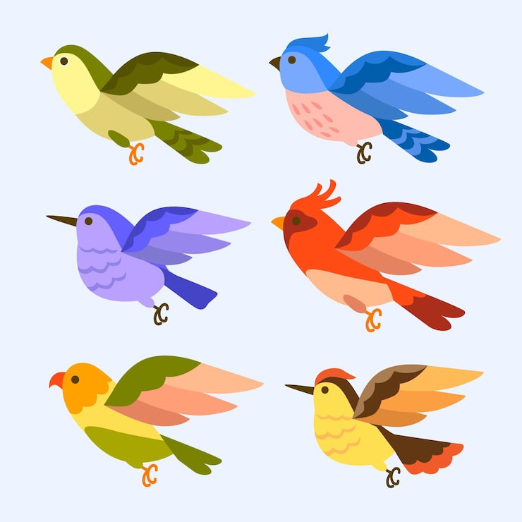 Vecteur gratuit collection d'oiseaux dessinée à la main
