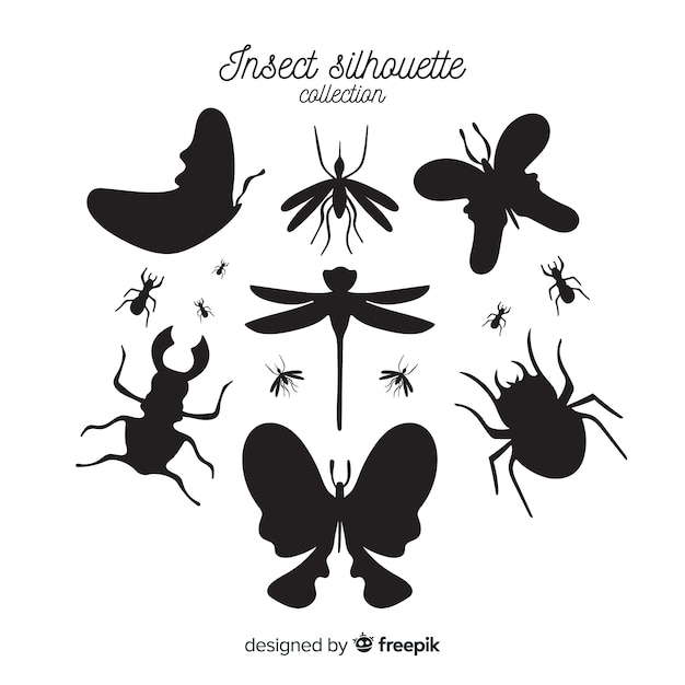 Vecteur gratuit collection de silhouette d'insecte