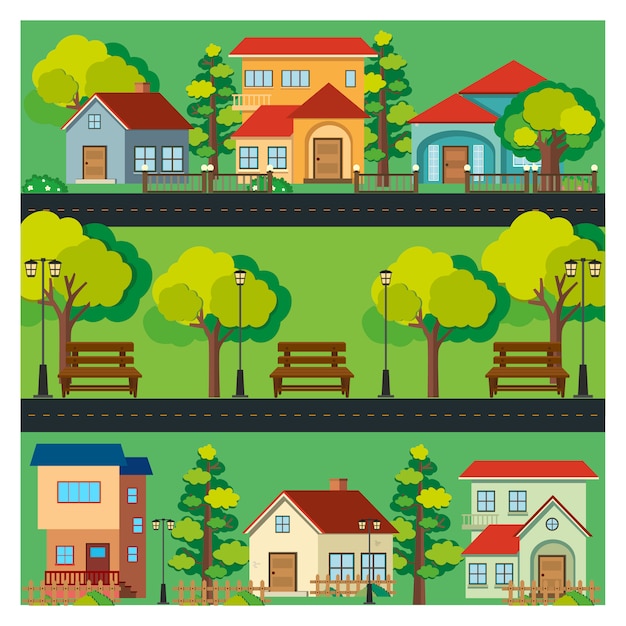 Vecteur gratuit coloré maisons fond
