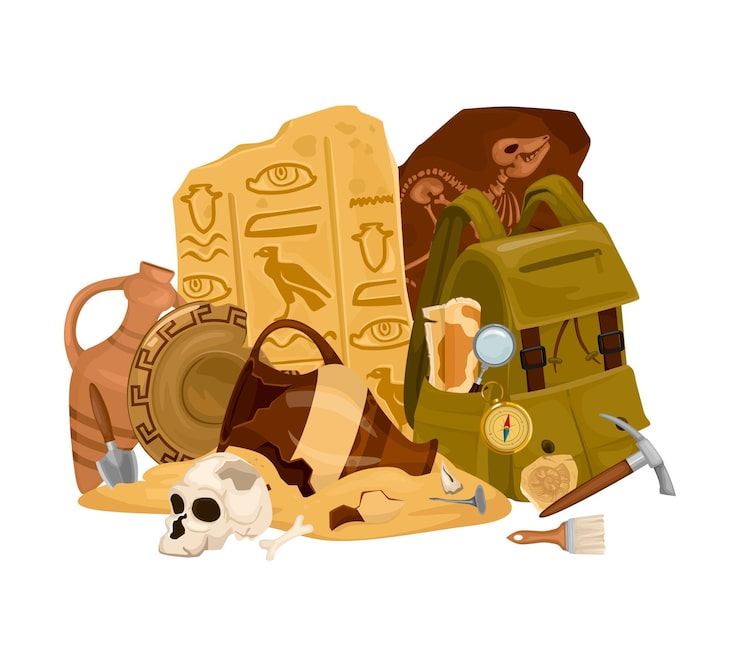 Vecteur gratuit composition d'archéologie d'objets anciens