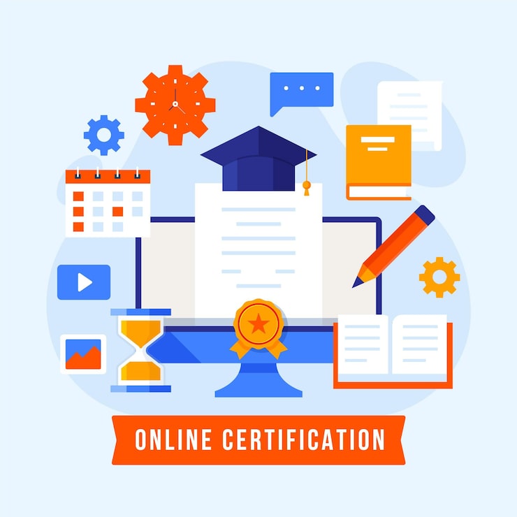Vecteur gratuit concept de certification en ligne
