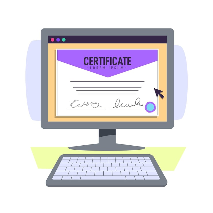 Vecteur gratuit concept de certification en ligne