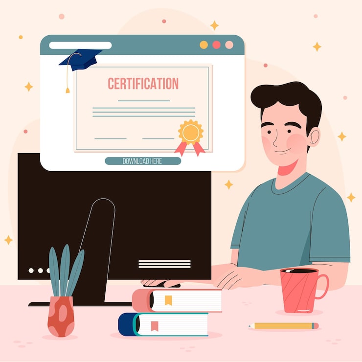 Vecteur gratuit concept de certification en ligne