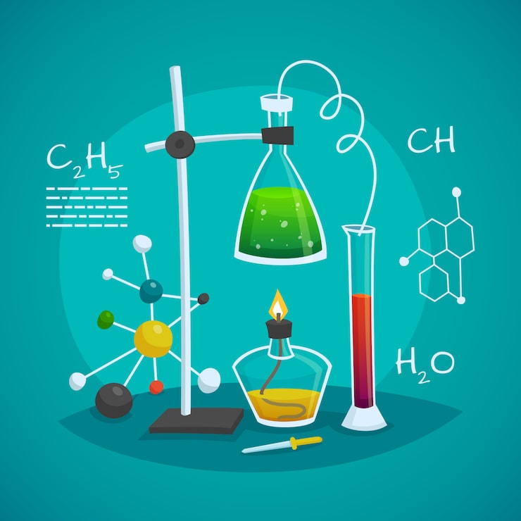 Vecteur gratuit concept de conception d'espace de travail de laboratoire de chimie