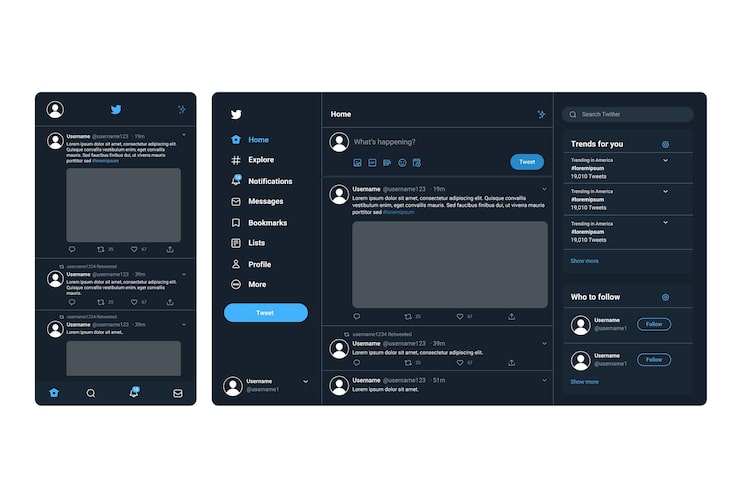 Vecteur gratuit concept d'interface twitter