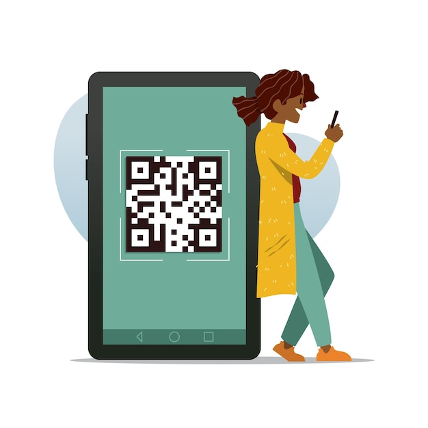Vecteur gratuit concept de numérisation de code qr avec des caractères