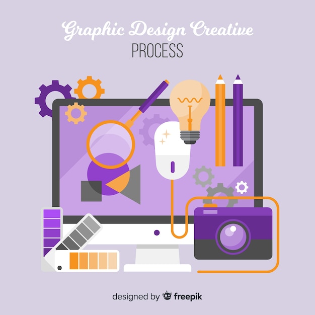 Vecteur gratuit concept de processus créatif de conception graphique